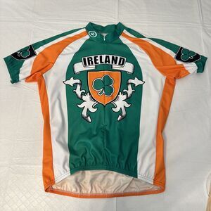 Performance Ireland  Cycling Jersey  3/4 Zip   White Green Orange Pockets XXL￼